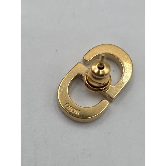 Christian Dior Goldtone Crystal CD Stud Earrings - Picture 14 of 14